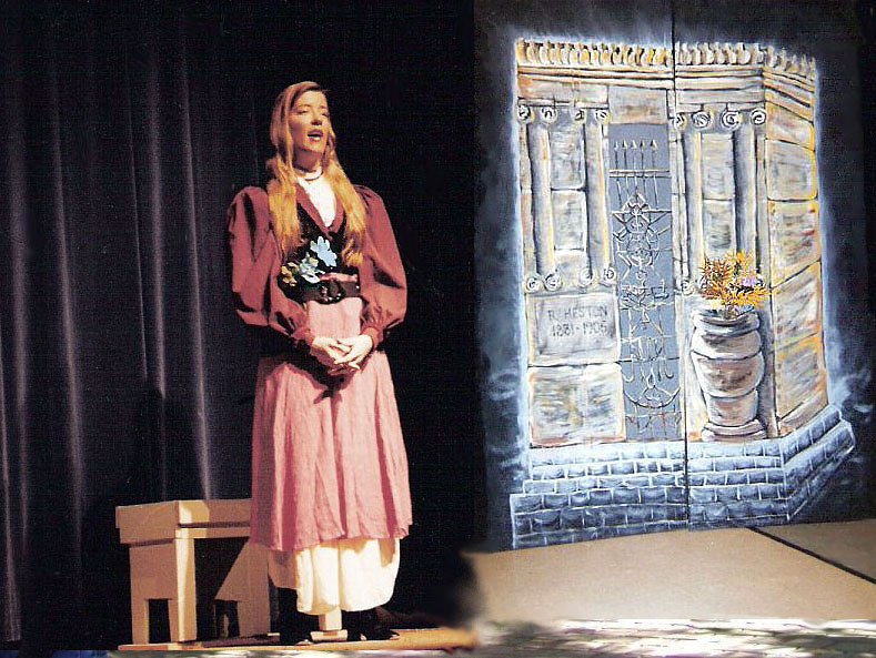 This is that blind girl singing to her dead baby in Spoon River. This is before the grave stone scene. I'm next to that mausoleum I had to make and paint as a condition to putting my Lindy Lou song in the show.