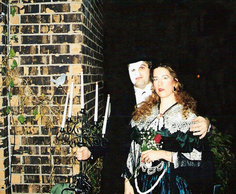 On the outdoor set of Phantom of the Opera, getting ready to sing at the zoo. See page link at the bottom to hear this show's songs.