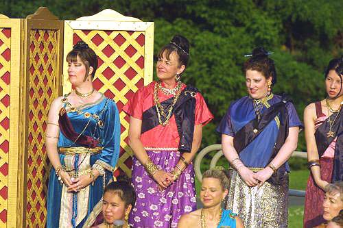 In an outdoor stage production of The King And I.